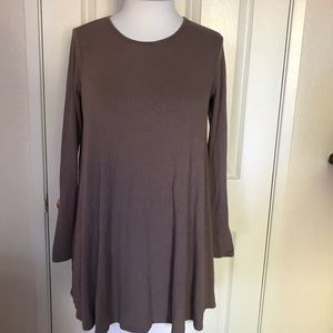 Ribbed long sleeve brown/tan dress
